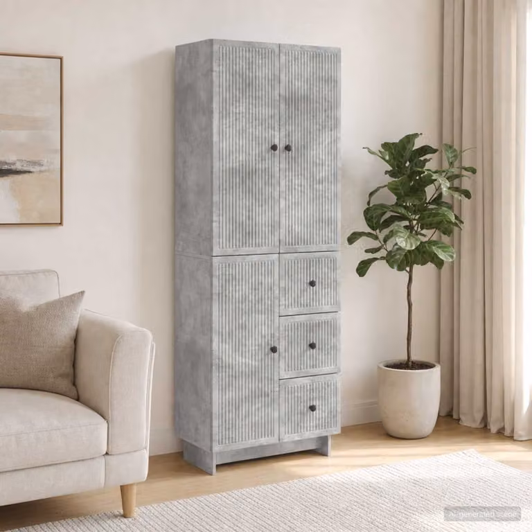 Set di mobili da soggiorno moderno vidaXL in MDF grigio opaco composto da lowboard e armadi a muro con ante scorrevoli e ripiani interni L/P/H: 90,0 x 34,5 x 66,0 cm