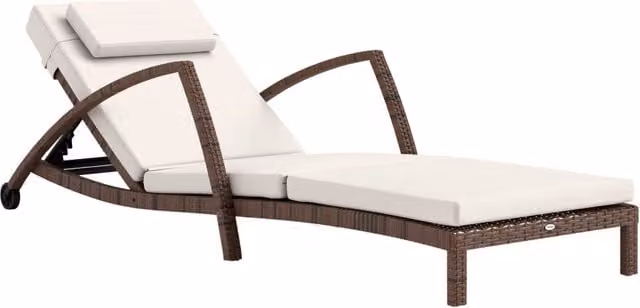 Chaise Longue con Cuscino ¨C Minimal ¨C Resina, Marrone e Beige