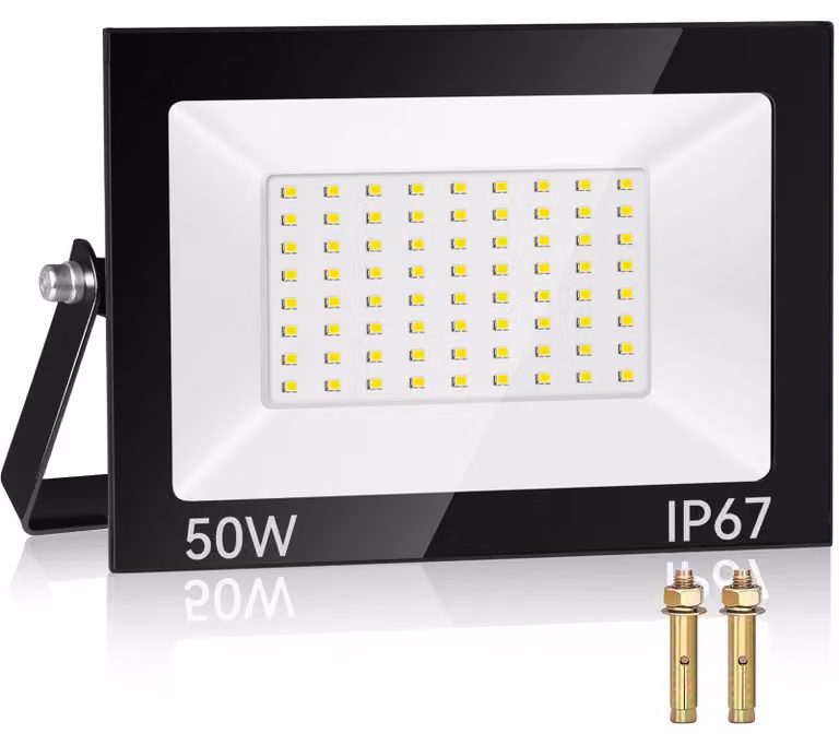 Faretto LED da esterno, 50 W, 5000 lumen, 7000 K, colore nero