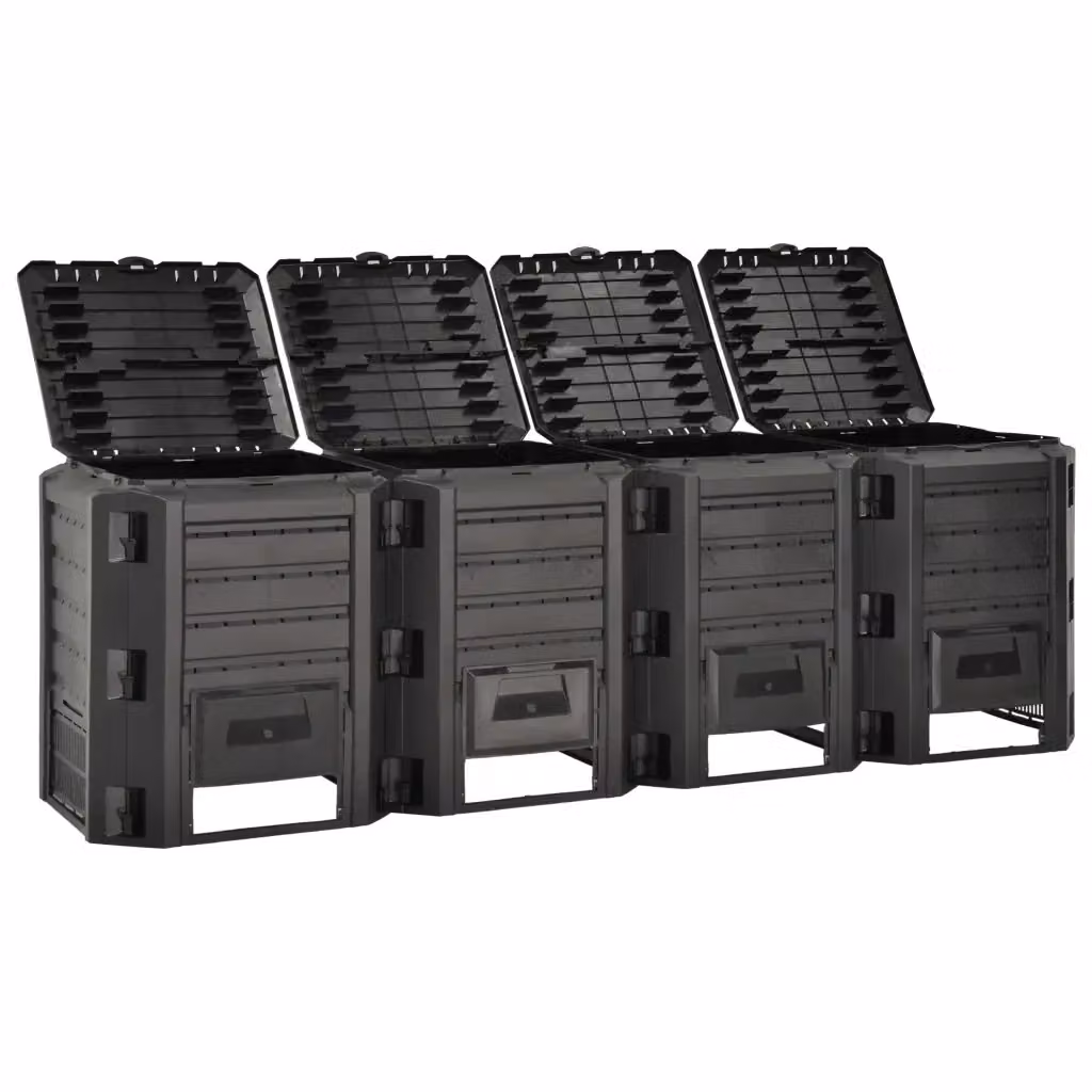 Compostiera da giardino vidaXL in plastica nera da 1600 L – 2