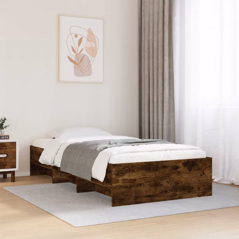 Struttura del letto moderna con scaffale vidaXL in legno color marrone L 80 cm x P 200 cm x H 103 cm