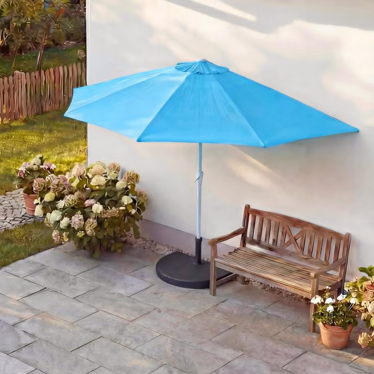 Ombrellone Parla, ombrellone da balcone, poliestere/alluminio UV 50+ 3kg ~ 300cm turchese con supporto
