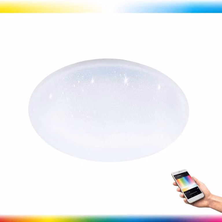 Lampada da soffitto LED EGLO connect Totari-C, lampada da parete a 1 luce con effetto cristallo in acciaio e plastica, bianca, con telecomando, cambio di temperatura del colore (caldo, neutro, freddo), RGB, dimmerabile, Ø 40 cm