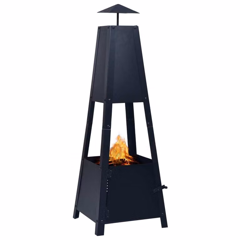 Focolare nero 35×35×99 cm in acciaio