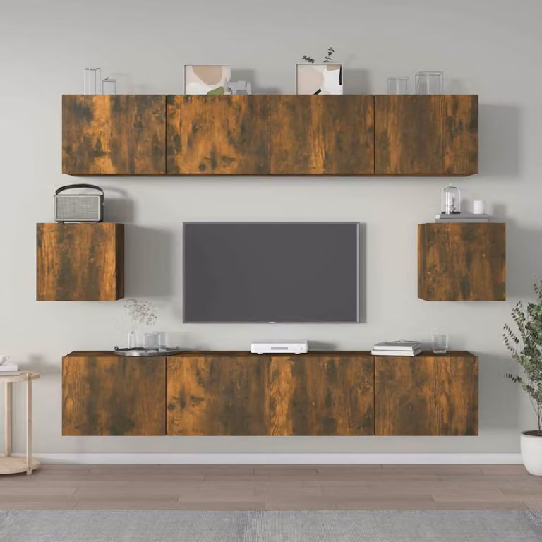 Set di mobili porta TV vidaXL 6 pezzi in legno multistrato colore marrone per soggiorno