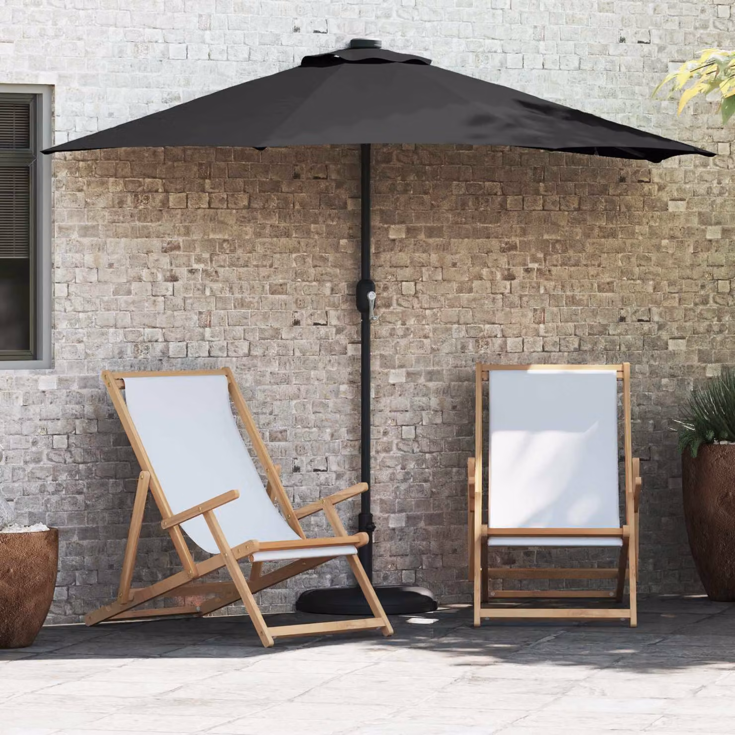 Ombrello da giardino vidaXL in poliestere e acciaio, colore nero, L: 294 cm, P: 150 cm, H: 224 cm