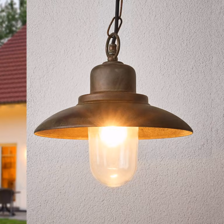 Moretti Luce Lampada a sospensione da esterno PALERMO, Bronzo / Ottone antico, Ottone, Campagna / Rustiche