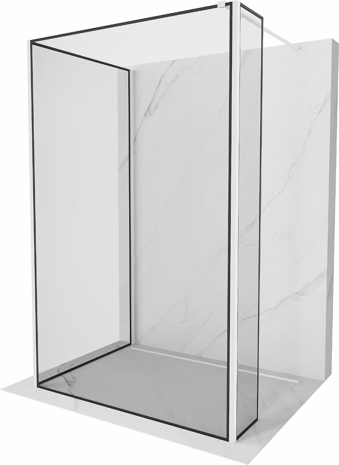Mexen Kioto pannello doccia Walk-in 110 x 110 x 40 cm, cornice nera, bianca - 800-110-110-221-20-70-040