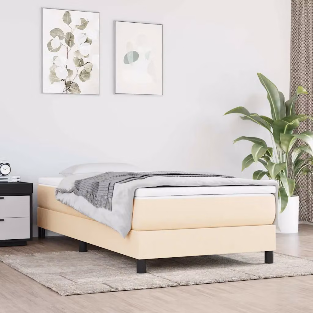 Materasso Ibrido vidaXL in Tessuto Beige e Bianco, Rigidità Media H3, L/P/H: 90 x 190 x 20 cm
