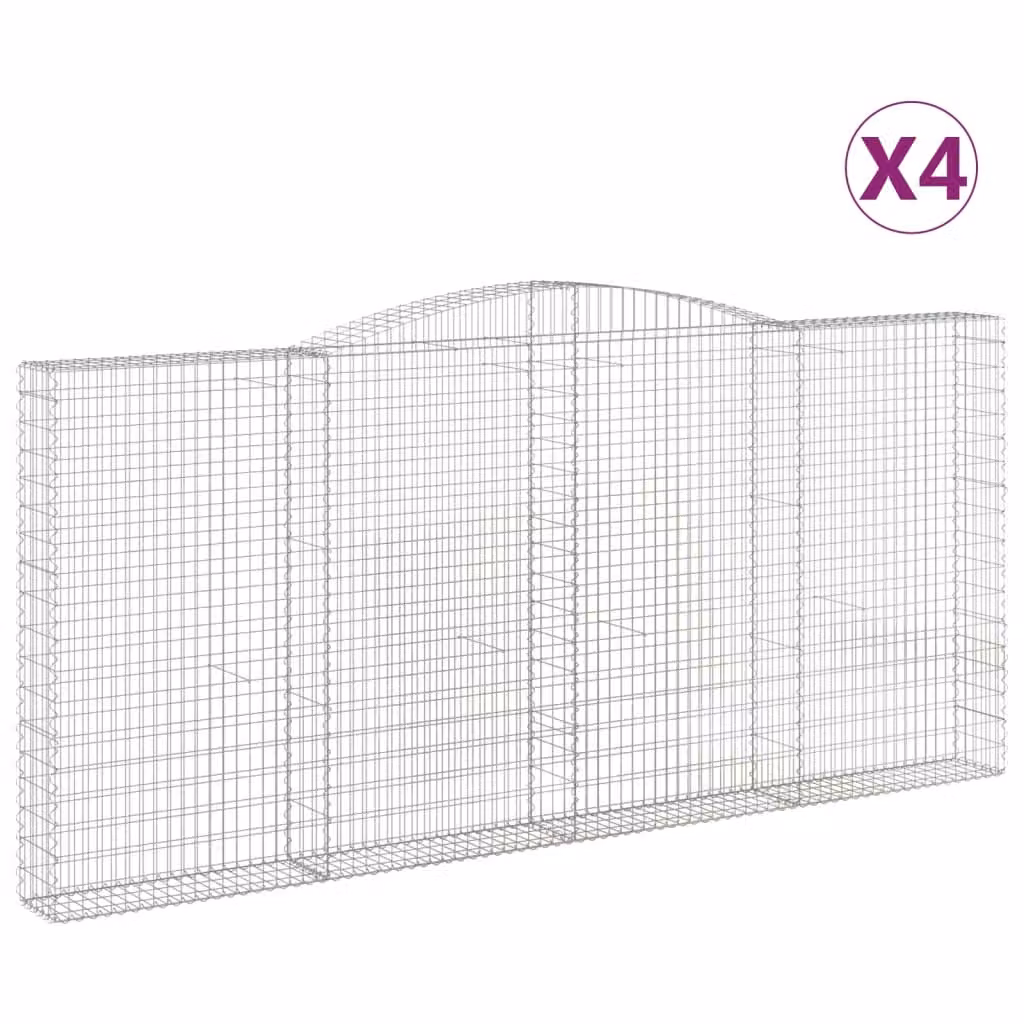 Cesti Gabbioni ad Arco 4 pz 400x30x180/200 cm Ferro Zincato