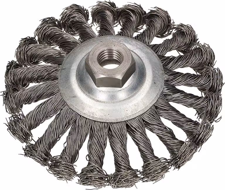 Spazzola conica KOTARBAU® 120 mm con filo annodato M14 per smerigliatrici angolari