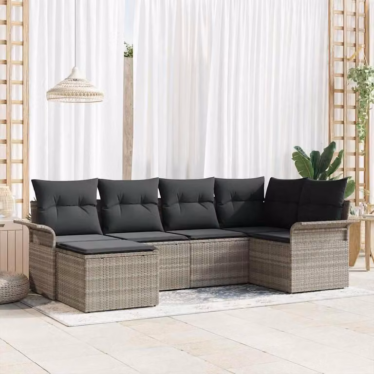 Maison Exclusive - Set Divano da Giardino 6 pcs Grigio chiaro polyrattan