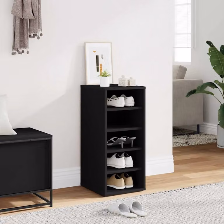 Armadio porta scarpe vidaXL nero con 5 ripiani per 5 paia di scarpe L: 31,5 cm, P: 35 cm, H: 70 cm