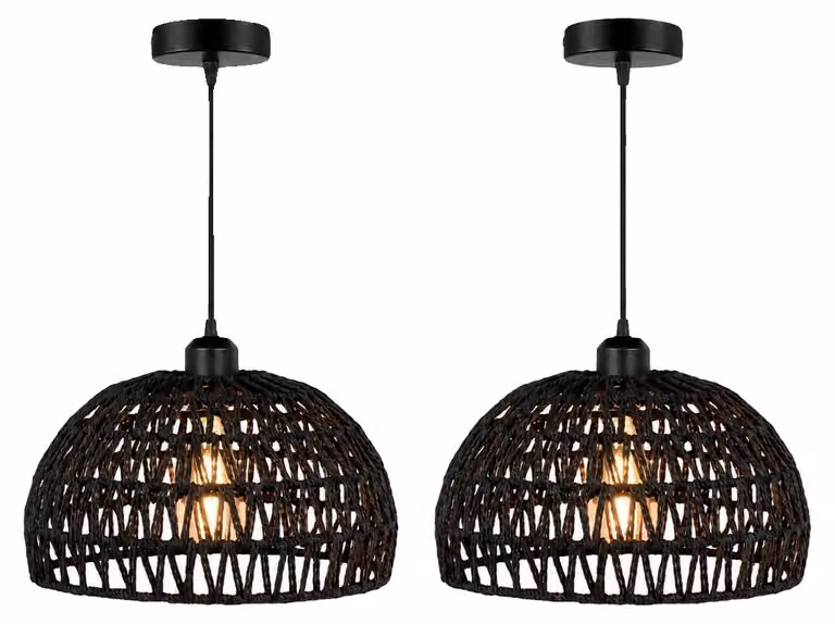 Lampada a sospensione, cavo regolabile, stile vintage, senza lampadina, confezione da 2