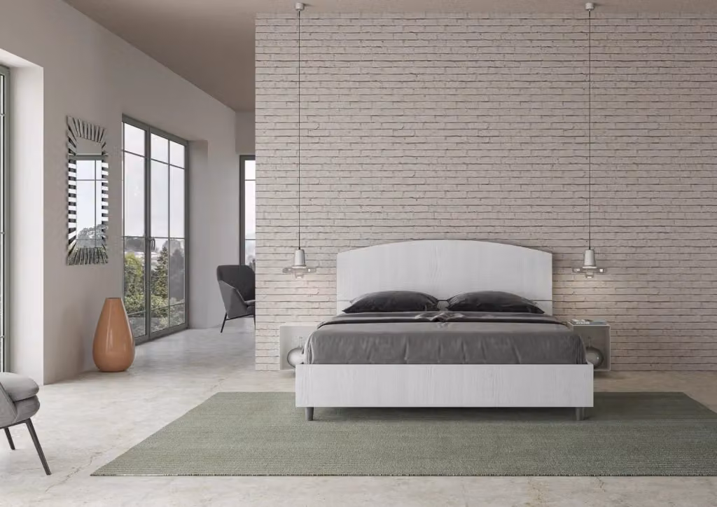 Letto Matrimoniale Dora GIORDANOSHOP con Contenitore e Rete, Bianco Frassino, L/P/H: 160 x 200 x 114 cm – 2