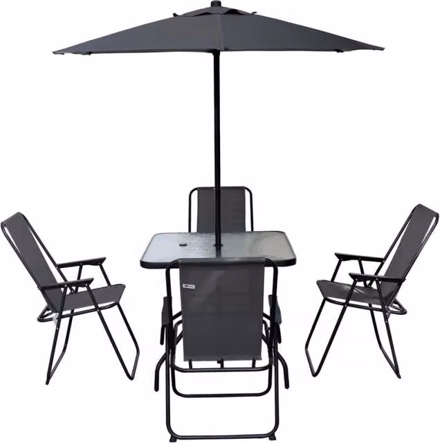Set da giardino Convivia di Habitat con tavolo quadrato in vetro e sedie in metallo, 4 posti, Grigio antracite