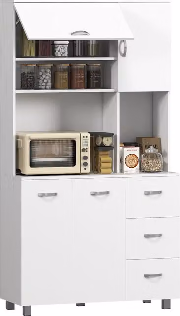 Credenza con Cassetti e Ante ¨C Xylo ¨C Bianco 100x39.5x183.5cm