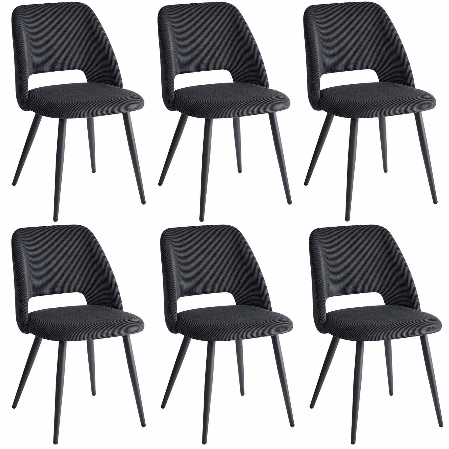 Sedie da pranzo - Set da 6 - Design ergonomico - Seduta imbottita in tessuto morbido - Stile moderno senza braccioli - Facile da montare - Viola scuro