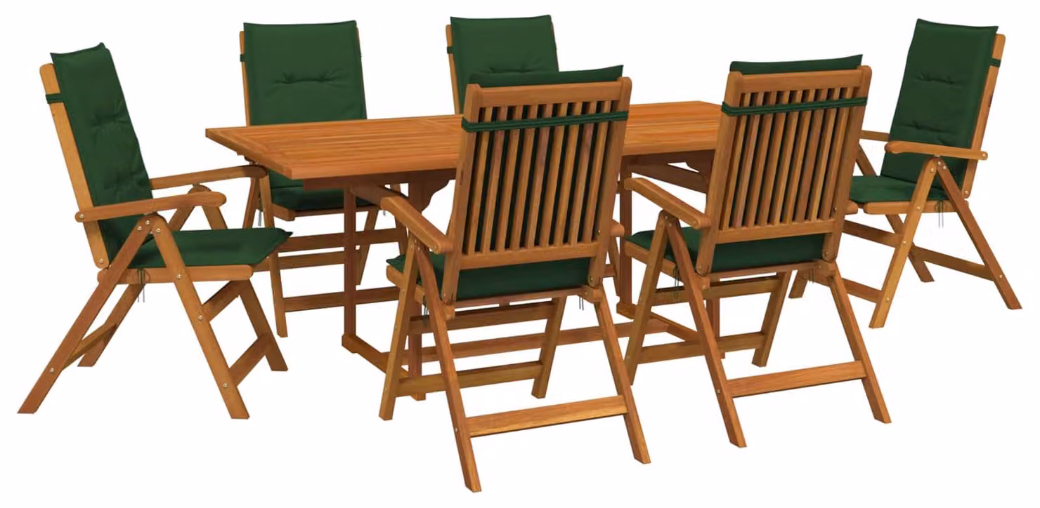 Set da giardino da 7 pezzi, realizzato in legno massello di acacia naturale