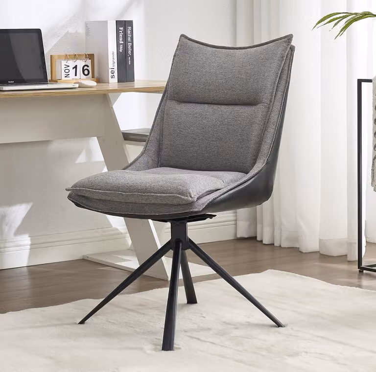 Sedia da ufficio - Sedia da lavoro - Sedia per studio - Sedia senza rotelle - Grigio lino