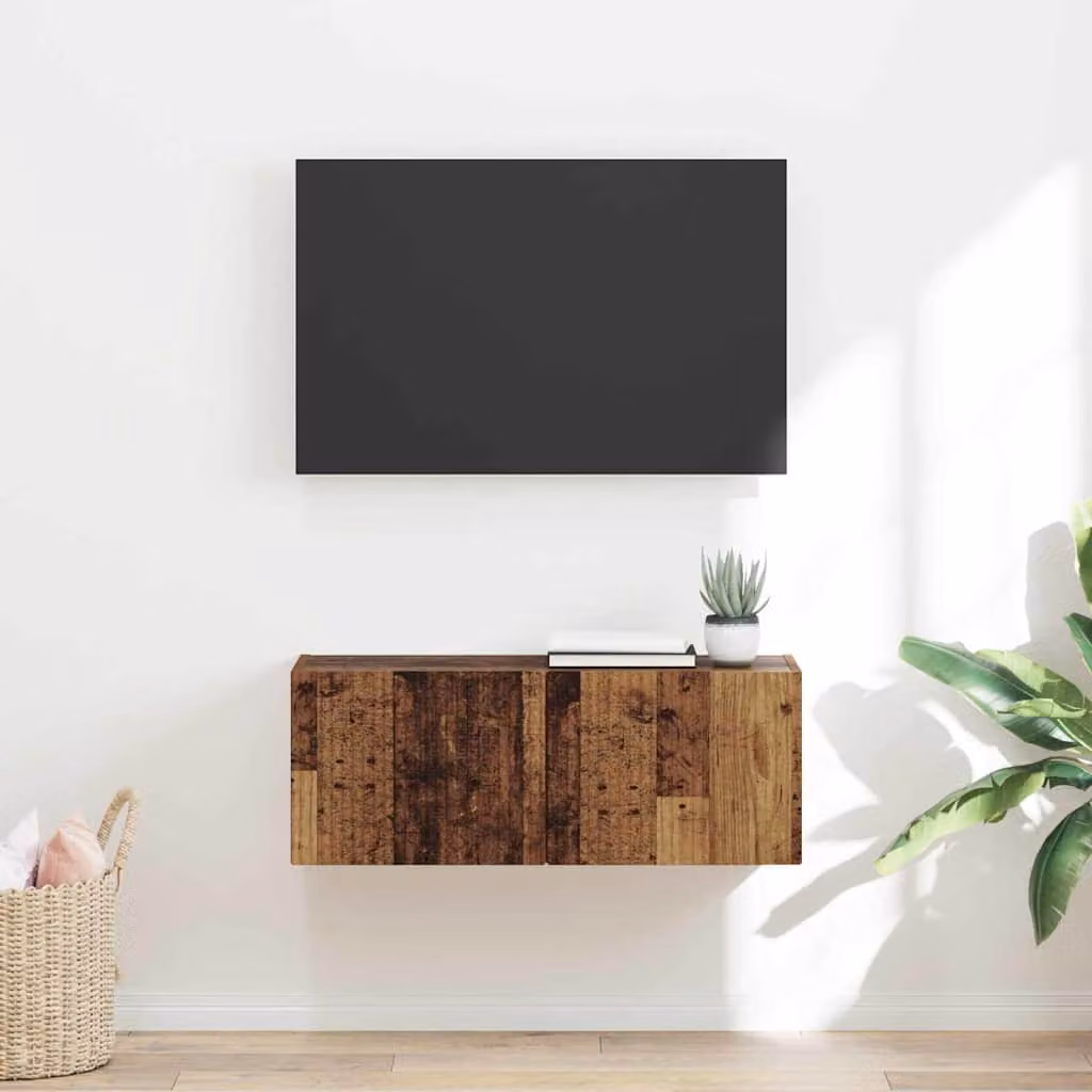 Mobile TV da parete vidaXL in legno marrone, L: 78,5 cm, P: 30 cm, H: 29,5 cm