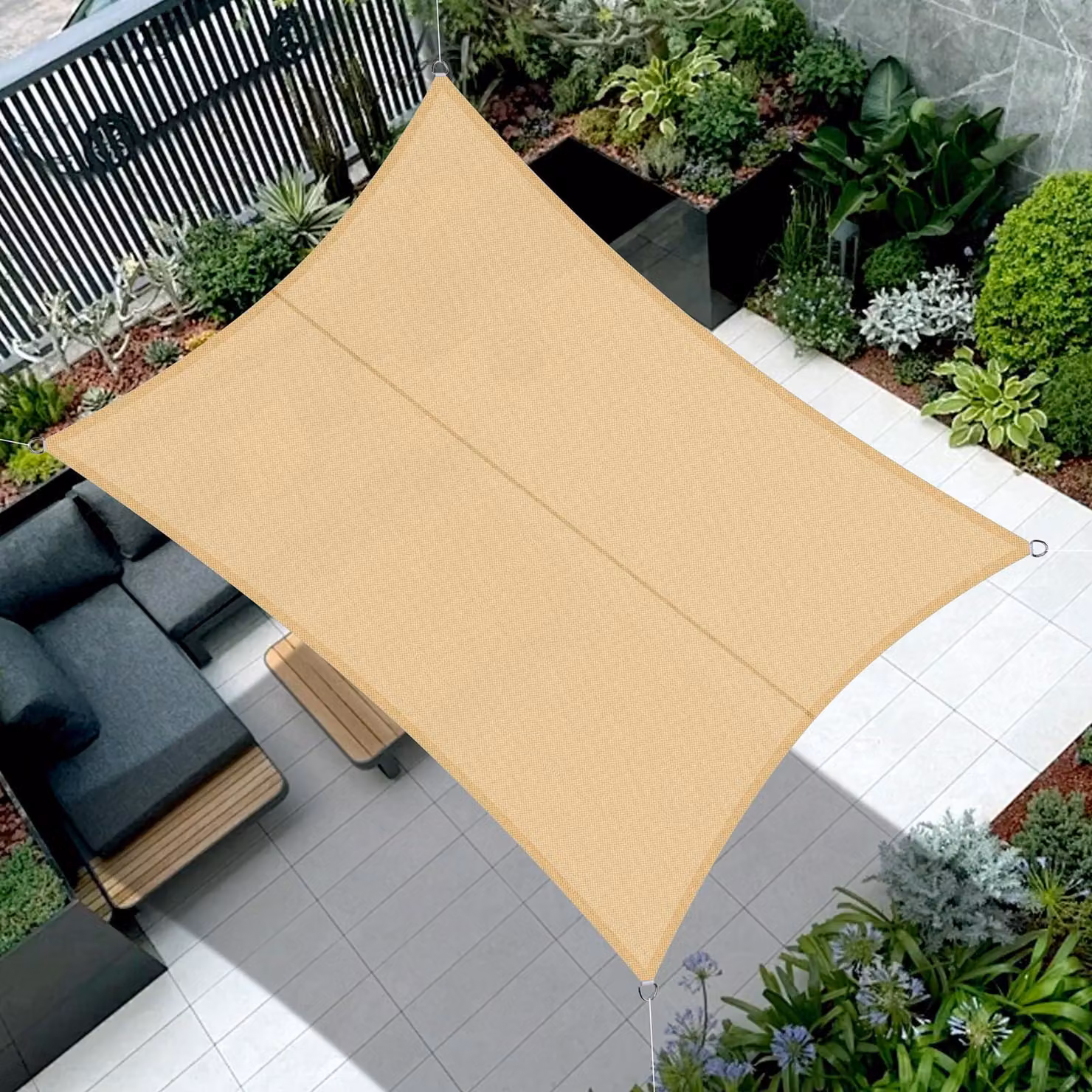 Telo ombreggiante impermeabile, rettangolare, 2,5 x 4 metri, colore sabbia
