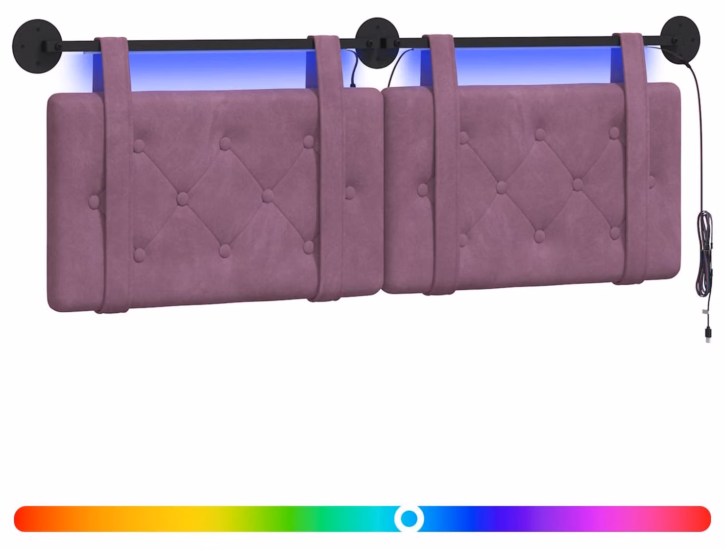 Testiera sospesa Con luce LED Viola Velluto
