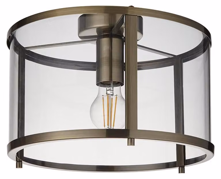 Lampada a sospensione HOPTON in stile antico, in ottone, 1xE27x20W, vetro, dimensioni: 21,5x31x31 cm, IP20, Endon