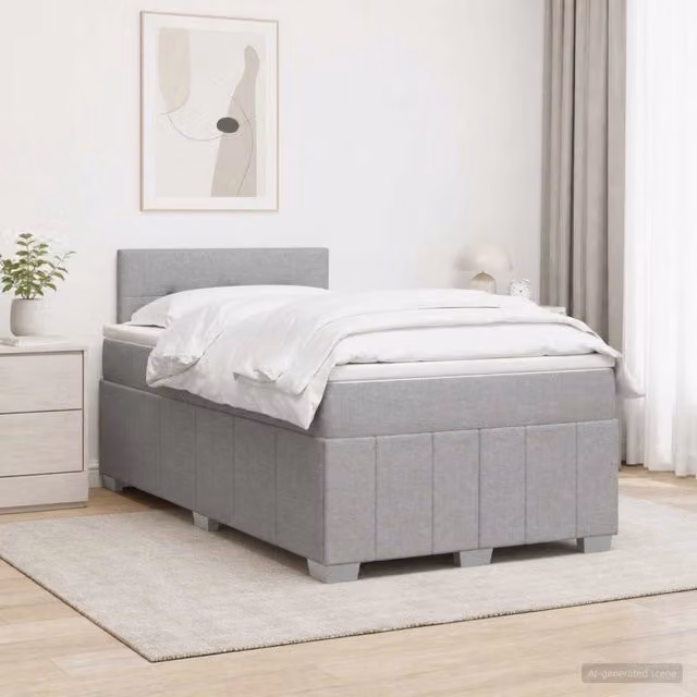 Letto box spring con materasso ibrido vidaXL Grigio e Bianco L/P: 120 x 200 cm