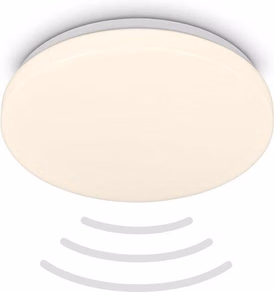 Lampada da soffitto per bagno a LED con sensore di movimento, IP54, luce bianca calda, angolo di illuminazione 120 gradi, 27x65 cm, bianco