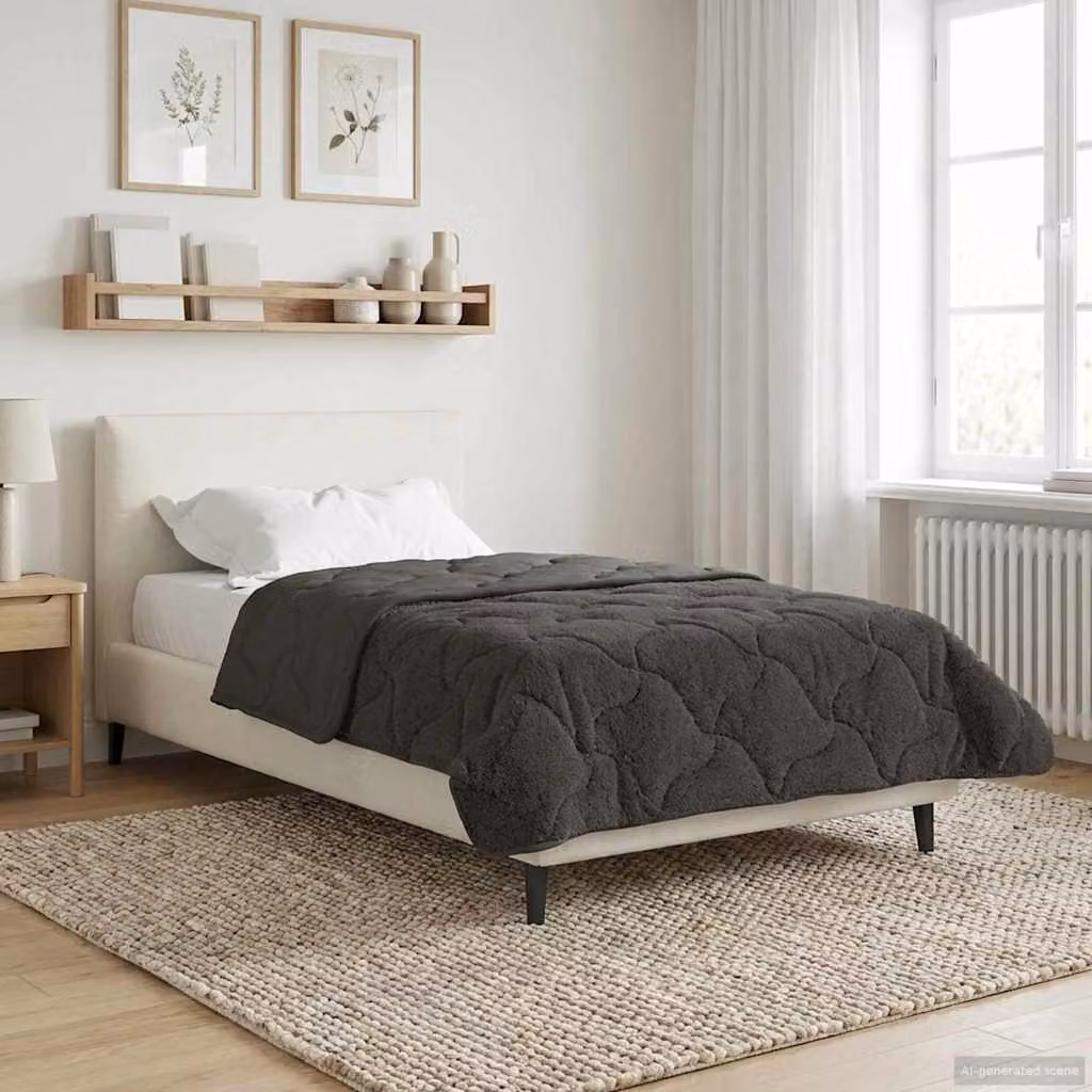 Piumone Completo Annuale Trapuntato vidaXL in Microfibra Antracite L: 155 cm x P: 220 cm