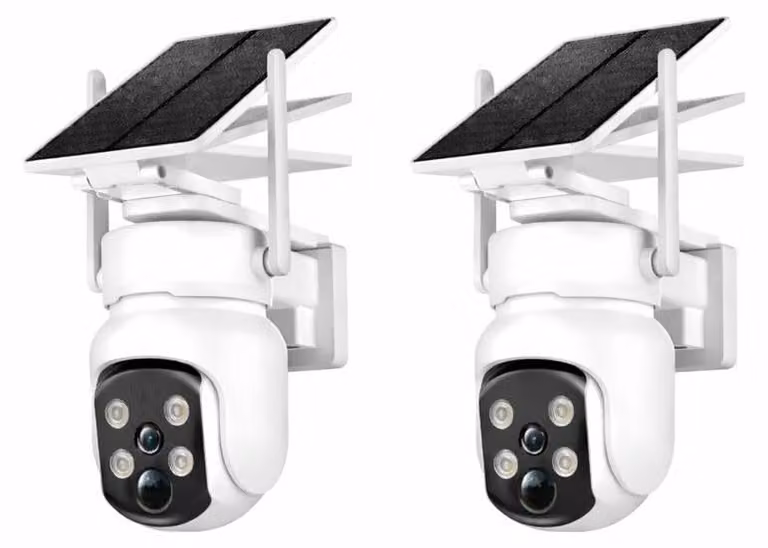 Telecamera di sicurezza wireless per esterni - 2,5K, 4MP - Rotazione a 360° - Pannello solare e batteria - Visione notturna a colori
