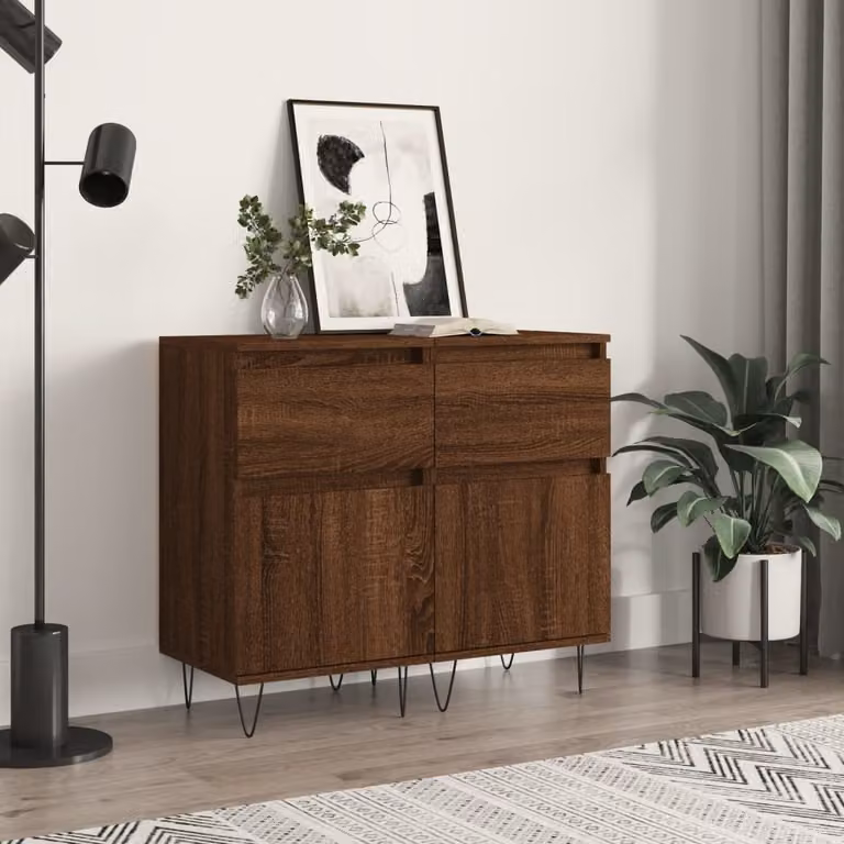 Set di 2 credenze vidaXL in legno Rovere Marrone, L 40 cm x P 35 cm x H 70 cm