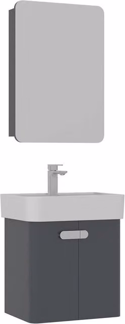 Set mobile lavabo con specchio (2 pezzi) "Orbit 55" - 55 x 38 x 62 cm - Antracite