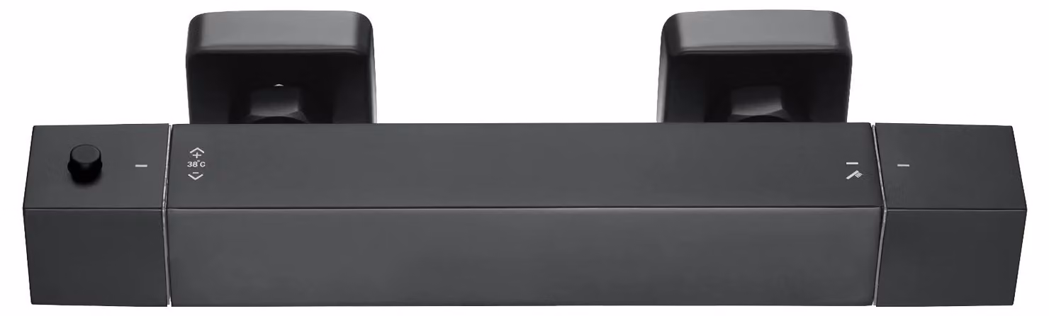 Miscelatore doccia termostatico, controllo automatico della temperatura, protezione antiscottatura, colore nero - 38°C, attacco G1/2