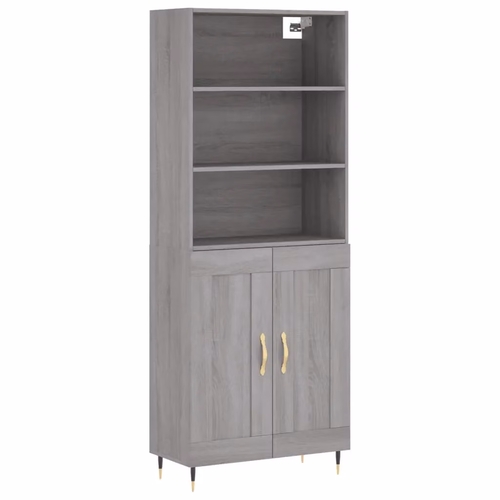 Credenza moderna vidaXL in legno e metallo grigio L: 69,5 cm, P: 34 cm, H: 180 cm – 2