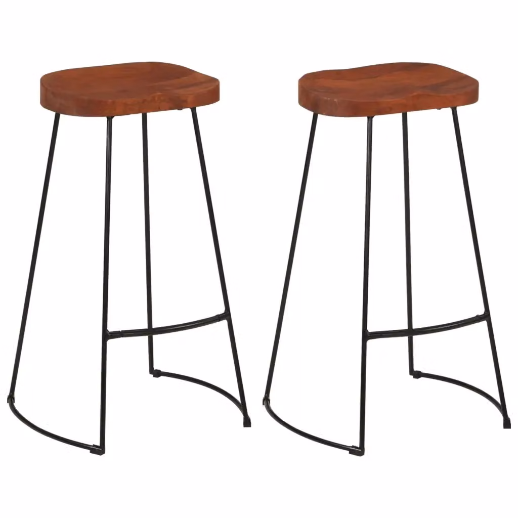 Set di 2 sgabelli da bar retro vidaXL in legno di mango e metallo marrone L/P/H: 40 x 40 x 78 cm – 2