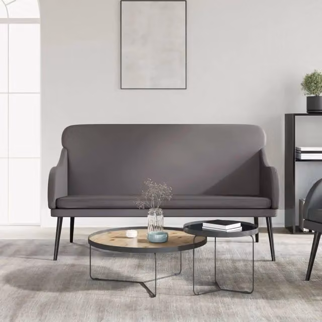 Panca-Sgabello Grigia 110x76x80 cm in Similpelle