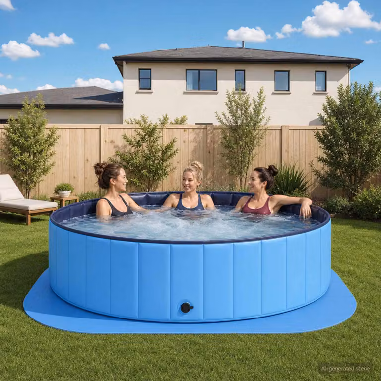 vidaXL Tappetino per piscina rotondo in schiuma EVA blu, 36 pezzi, Ø 350 cm
