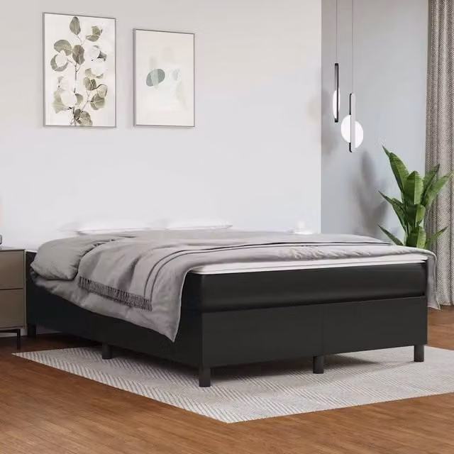 Struttura Letto a Rete a Molle Nero 140x200 cm in Similpelle