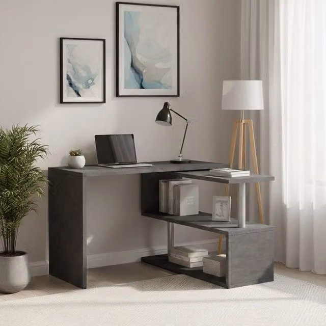 Scrivania Angolare Topazio DMORA Nero Antracite L 120 cm, P 50 cm, H 75 cm