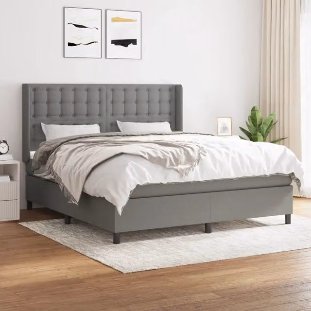 Giroletto a Molle con Materasso Grigio Scuro 180x200 cm Tessuto 3131770