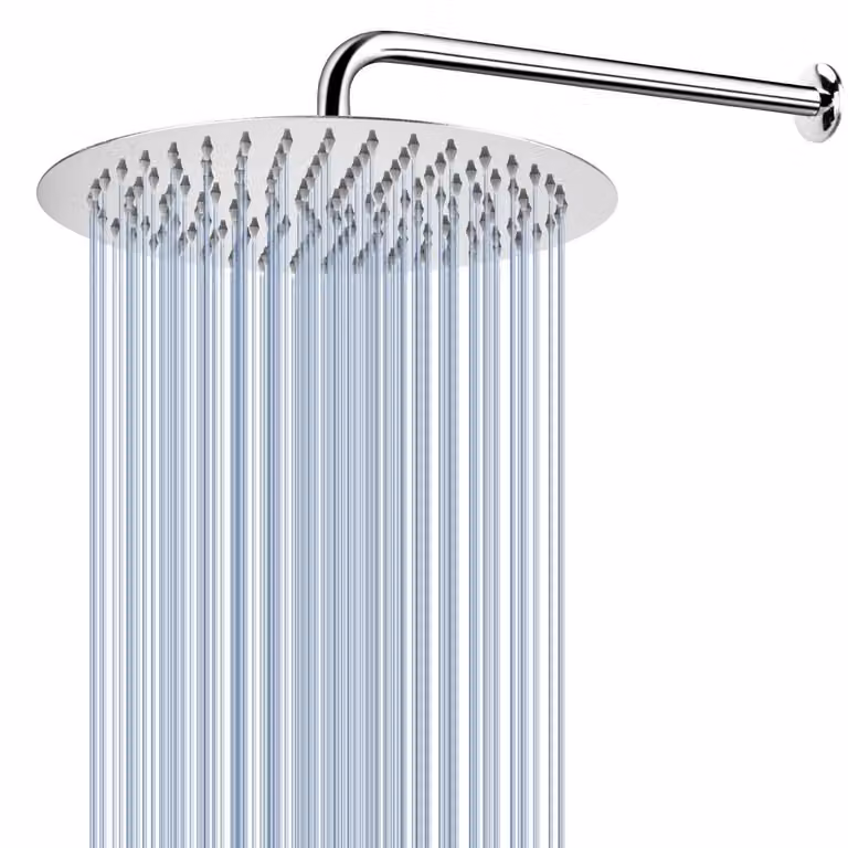 Doccia a soffitto con braccio di prolunga, in acciaio inossidabile, rotonda, diametro 25 cm, lunghezza del braccio 38 cm, alta portata
