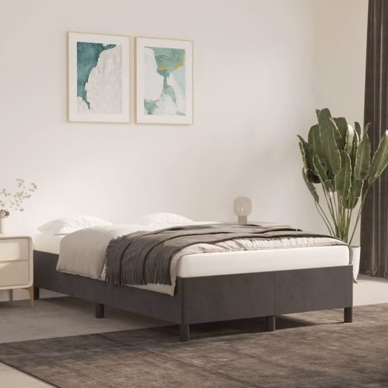 The Living Store Struttura letto grigio scuro 120x200 cm in velluto