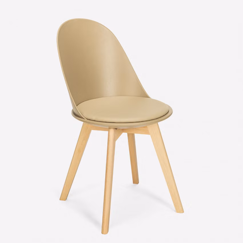 Sedia in legno di design scandinavo con cuscino per cucina sala da pranzo Bib Nordica - Grigio