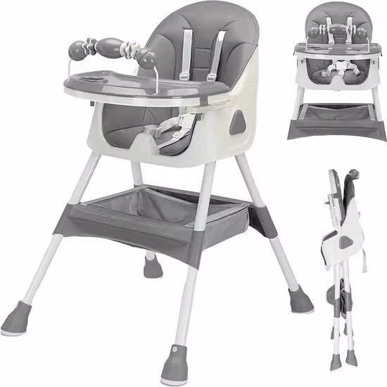 Sedia per Bambini - 6 mesi+ - Ripiegabile - Piatto di Arresto con Anti-Slittamento - Scaffale per Giocattoli