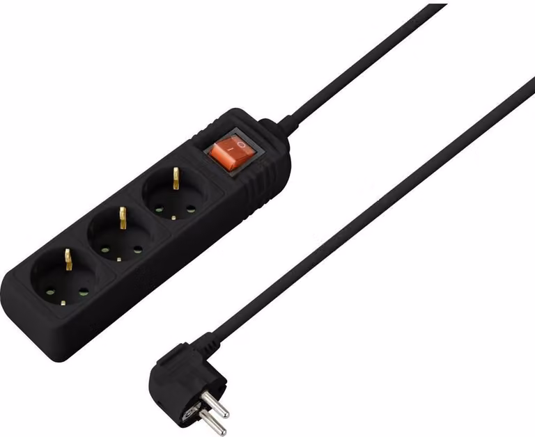 Sygonix SY-4890988 Presa multipla con interruttore Contatto di terra nero 1 pz