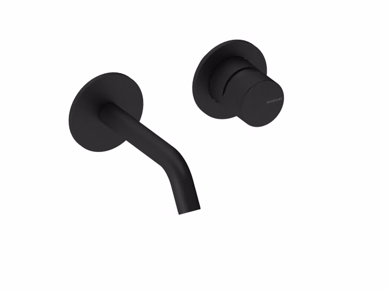 SANYCCES LOOP K ColdOpen Rubinetto lavabo da parete incasso con sporgenza di 14 cm, corpo incasso incluso, nero opaco