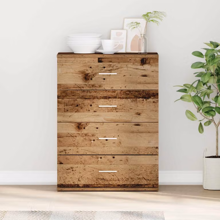 Credenza moderna vidaXL in legno ingegnerizzato color marrone e argento L/P/H: 60 x 39 x 80 cm