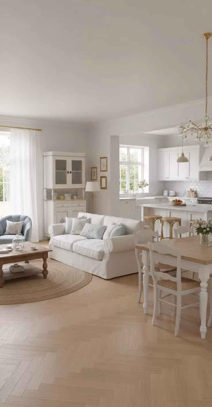 Cristalliera Shabby Chic Mobili 2G in Legno di Pino Bianco con Decorazioni Floreali Oro, L: 104 cm, P: 43 cm, H: 208 cm – 2